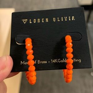 Loren Olivia Orange 🍊 Beaded Hoop Earrings